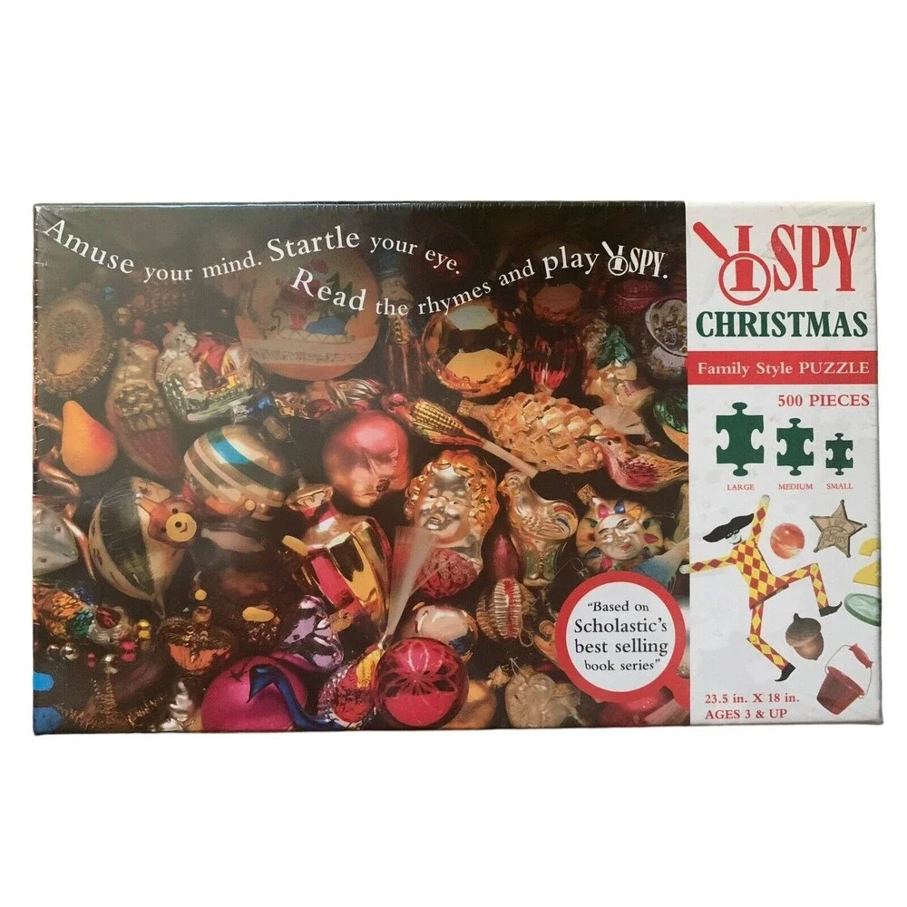 I SPY Christmas Family Style Puzzle 500 Pieces Scholastic Small Med & Lg Pieces